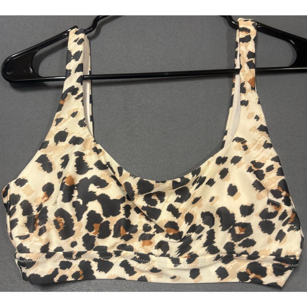 Aerie Animal Print Scoop Bra Padded Medium Soft Stretch Shape Support Seamed Und